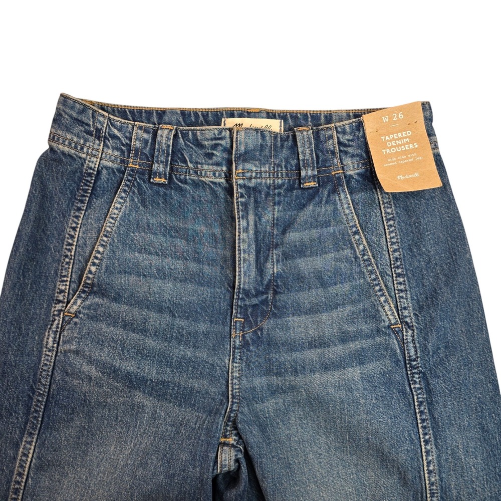 Madewell Tapered Denim Trousers High Rise Seamed Jeans Blue NS931 Size 26